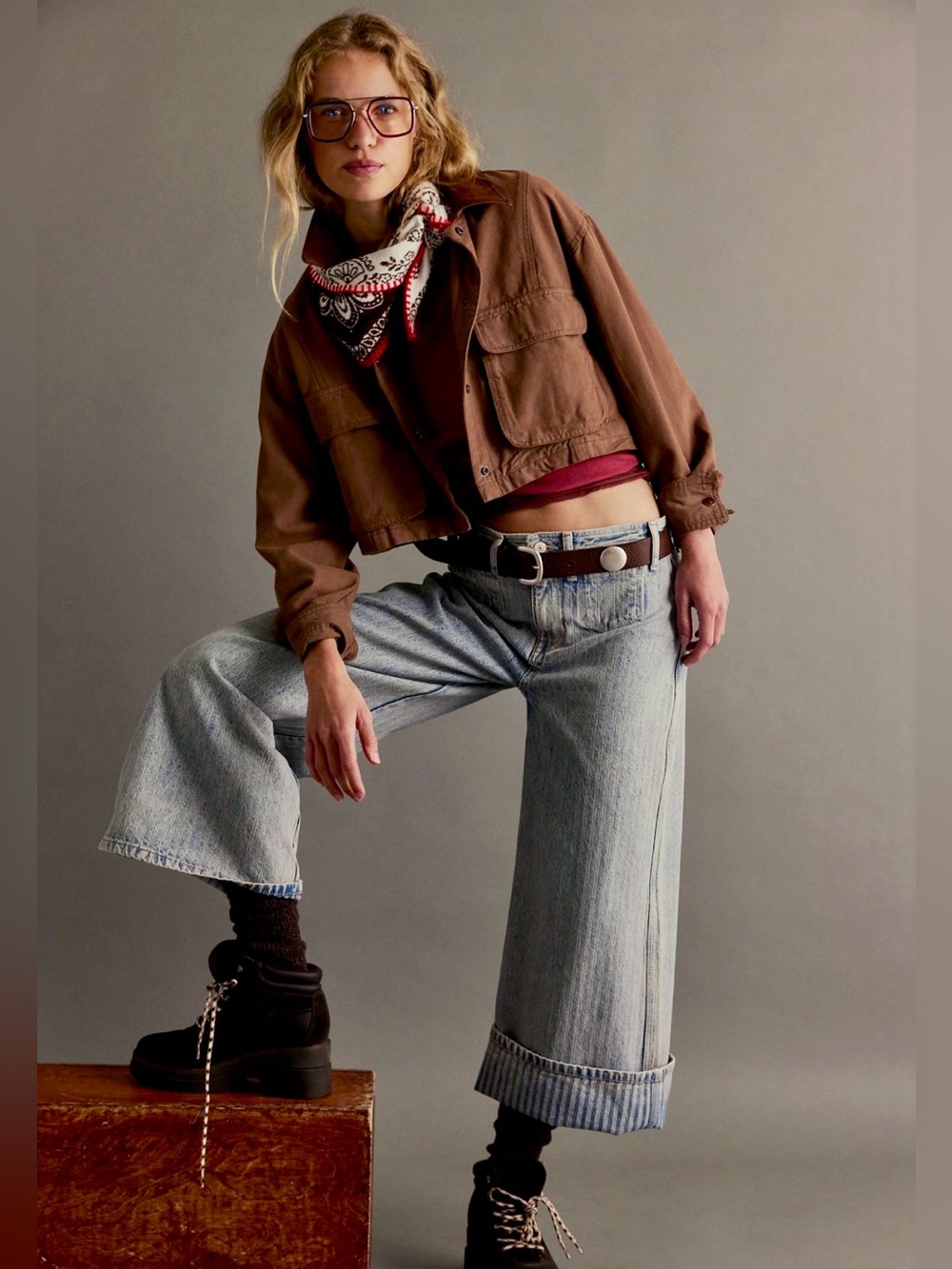 NWT Free People x We The Free Brette Cropped Wide-Leg Jeans in Love Affair